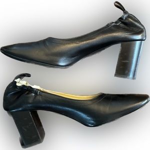 Everlane Black 100% Leather Chunky Heels , Made In Italy, Size 9, EUC